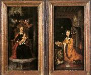 unknow artist Diptych with Margaret of Austria Worshipping France oil painting artist
